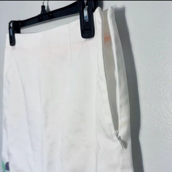 Boden Mosaic Flower embroidered Beaded A line midi skirt white size 6 - Picture 5 of 11